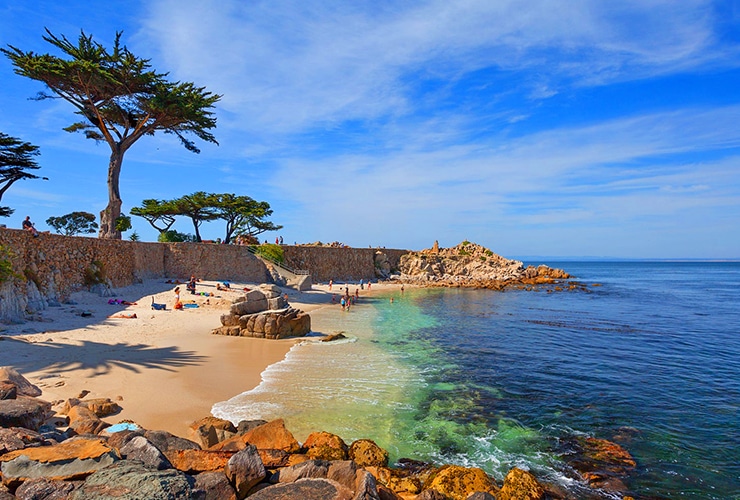 View from the beach on the Monterey, California coastline