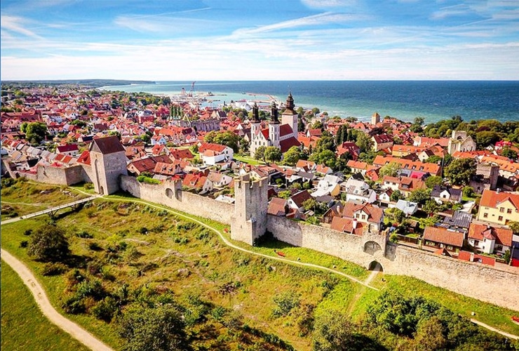 Aerial view of Visby, Gotland, Sweden