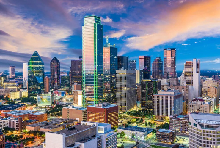 Downtown city skyline of Dallas, Texas