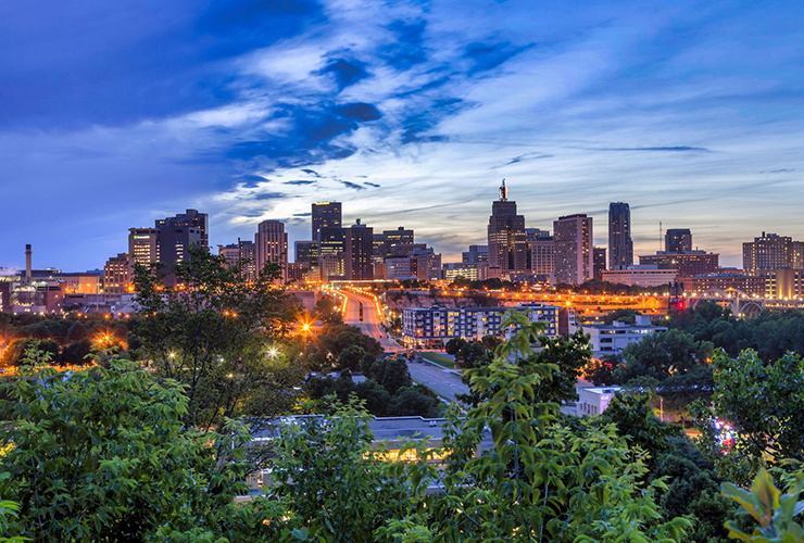 City skyline of Saint Paul, Minnesota at dusk