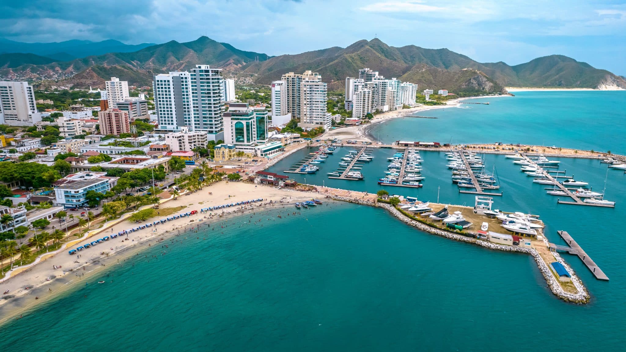 Aerial view of downtown Santa Marta, Colombia