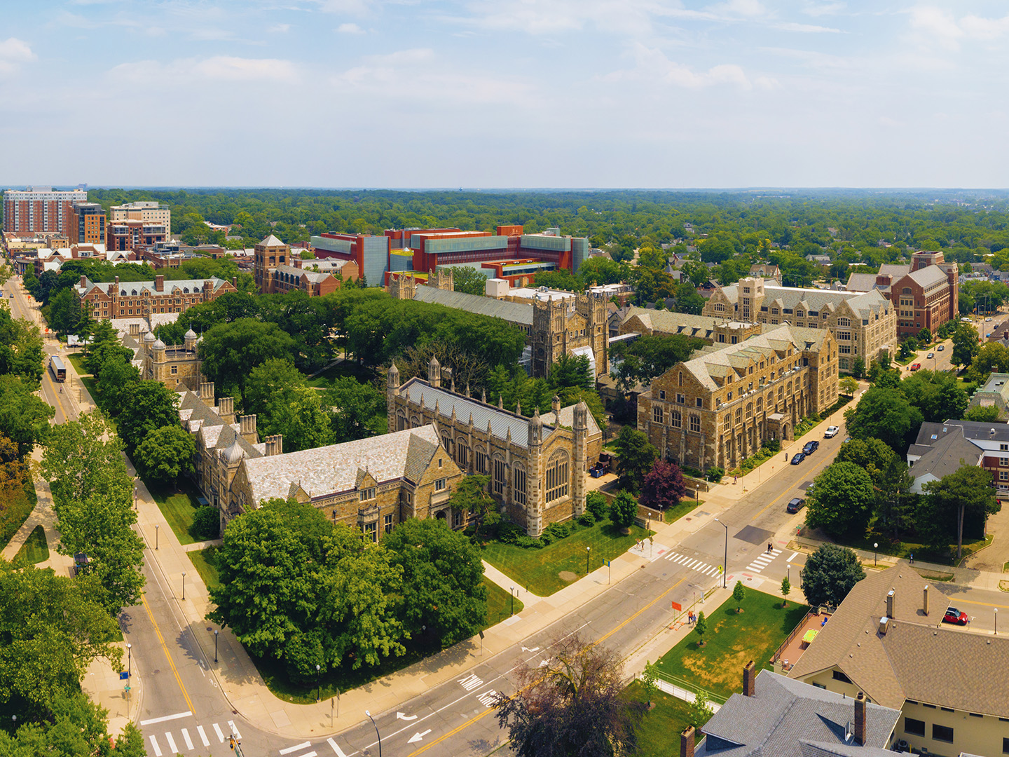 Aerial view of Univserity of Michigan Ann Arbor campus